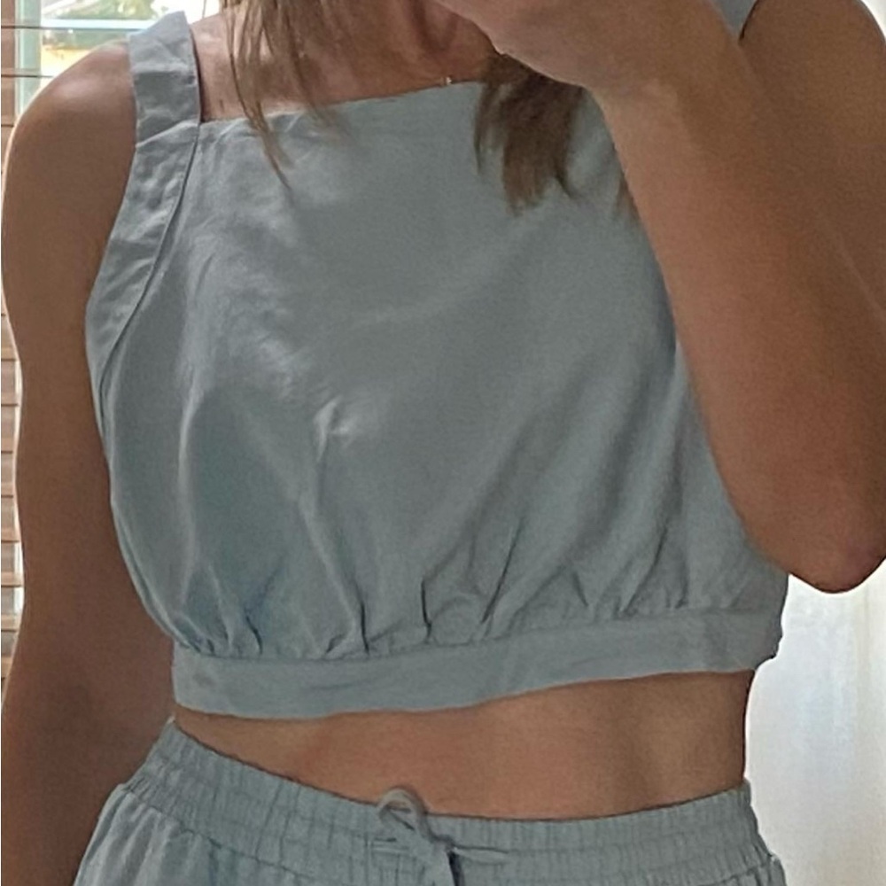 Chic Light Blue Tiered Skirt Set - Picture 4 of 6